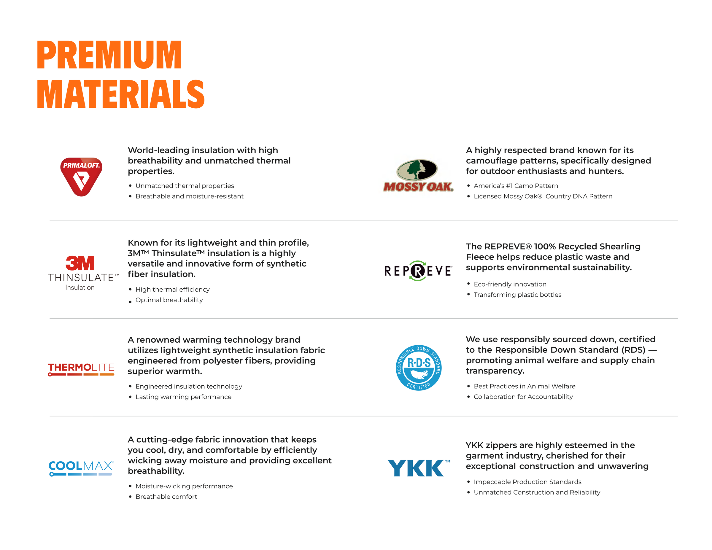 Premium Materials spread